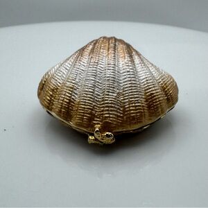 Jeweled Clam Shell Hinged Trinket Box with Faux Pearl & Picture Frame